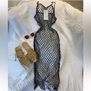 Zara Black and Gray Sleeveless Resort Dress